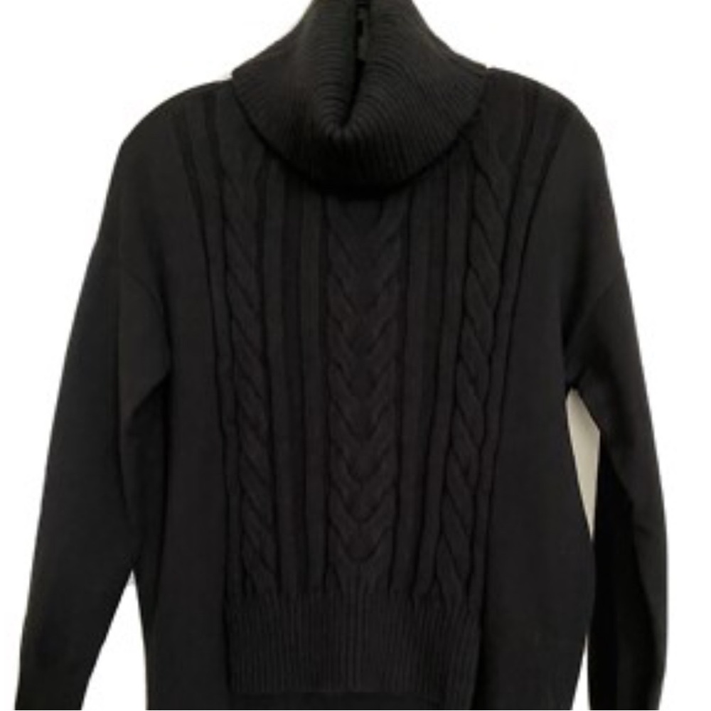 Wool  Black Turtleneck Sweater for Women
